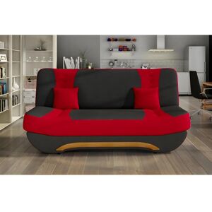 Venesetti Canape 3 places convertible et espace de rangement - bicolore anthracite  / rouge - en tissu de qualite, EWIN