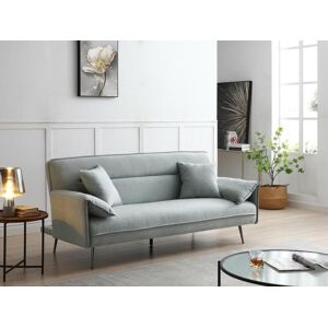 Vente unique Canape 3 places convertible clic clac en tissu vert de gris FUSANO