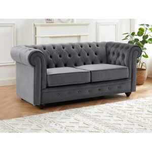 Vente unique Canape 2 places en velours anthracite CHESTERFIELD