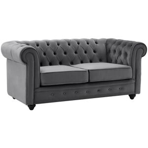 Vente-unique Canapé 2 places en velours anthracite CHESTERFIELD