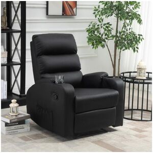 Homcom Fauteuil de relaxation inclinable avec repose-pied ajustable revêtement synthétique noir