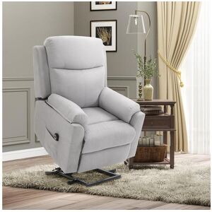 Homcom Fauteuil de relaxation electrique - fauteuil releveur inclinable avec repose-pied ajustable et telecommande - tissu aspect lin gris clair