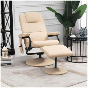 Homcom Fauteuil de massage et relaxation electrique pivotant inclinable avec repose-pied revetement synthetique beige