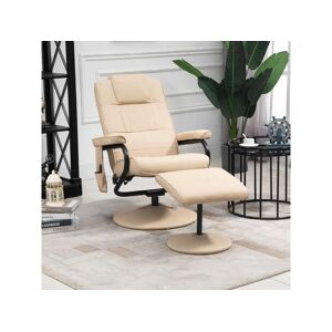 Homcom Fauteuil de massage et relaxation électrique pivotant inclinable avec repose-pied revêtement synthétique beige