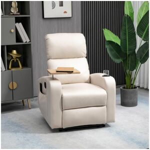 Homcom Fauteuil de massage electrique inclinable avec repose-pied telecommande revetement synthetique tissu 77I x 93P x 105H cm beige