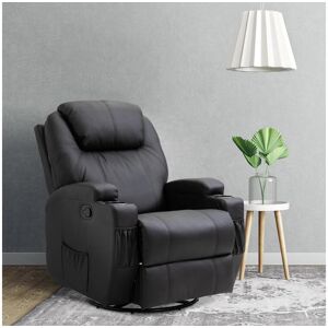 Homcom Fauteuil luxe de relaxation et massage inclinaison dossier repose-pied réglable revêtement synthétique noir