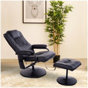 Homcom Fauteuil de massage et relaxation electrique pivotant inclinable avec repose pied revetement synthetique noir