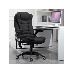 Homcom Fauteuil de bureau direction massant chauffant hauteur réglable dossier inclinable toile de lin noir