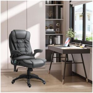 Homcom Fauteuil de bureau direction pivotant massant chauffant électrique revêtement synthétique noir