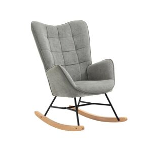 Meubles Cosy Fauteuil a bascule rocking chair fauteuil d'allaitement style scandinave en tissu gris