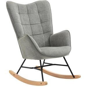 Meubles Cosy Fauteuil a bascule rocking chair fauteuil d'allaitement style scandinave en tissu gris