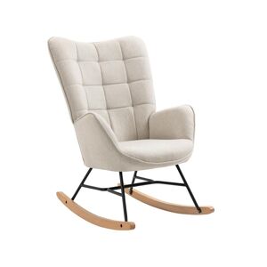 Meubles Cosy Fauteuil a bascule rocking chair fauteuil d'allaitement style scandinave en tissu beige