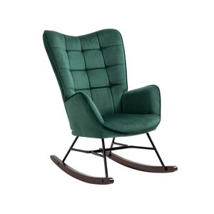 Meubles Cosy Fauteuil a bascule rocking chair fauteuil d'allaitement style scandinave en velours vert