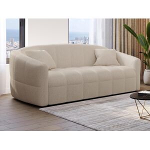 Dunlopillo Canapé 3 places convertible express en tissu bouclette crème - Couchage 140 cm - Matelas 14 cm avec mémoire de forme - RETUNA - Publicité