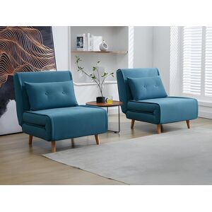 Vente unique Fauteuil convertible en tissu bleu URIBIA