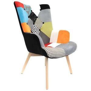 The Home Deco Factory Fauteuil patchwork Helsinki dossier haut - Multicolore