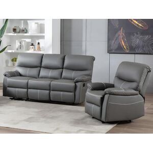 Vente-unique Canapé 3 places et un fauteuil relax en simili gris CANBY