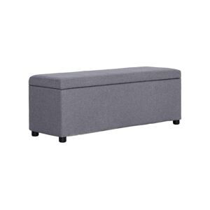 Helloshop26 Banquette pouf tabouret meuble banc avec compartiment de rangement 116 cm gris clair polyester 3002051