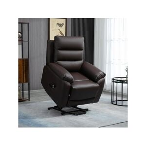 Homcom Fauteuil de massage fauteuil releveur electrique inclinaison reglable repose-pied ajustable PU chocolat