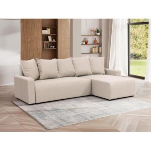 Vente-unique Canapé d'angle convertible et réversible en tissu beige LADAZIA