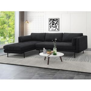 Canape d'angle gauche en tissu anthracite et pieds en metal ISABELLA de Maison Cephy