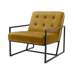 Moloo GREG - Fauteuil lounge velours Moutarde et metal noir