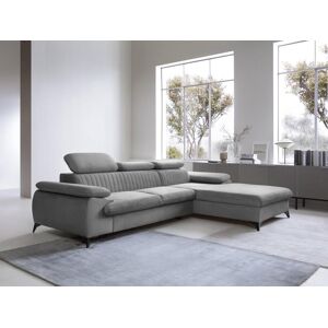 Canape d'angle droit convertible en velours gris clair SAMARA de Pascal Morabito