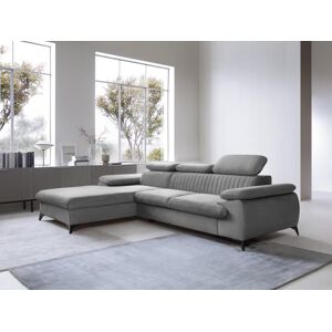 Canape dangle gauche convertible en velours gris clair SAMARA de Pascal Morabito