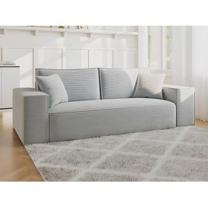 Vente unique Canape 4 places convertible express en velours cotele gris Couchage 160 cm Matelas 14 cm avec memoire de forme AMELIA