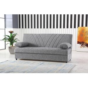 Dmora Canape Dmalama Canape conteneur 3 places avec 2 coussins inclus Canape de salon en tissu rembourre avec ouverture clic clac 181x81h88 cm Gris