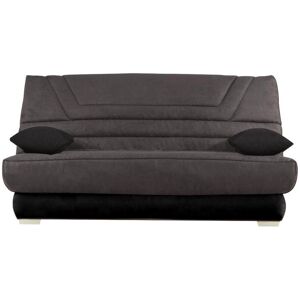 Vente-unique Canapé convertible clic-clac en microfibre TULSA avec matelas BULTEX - Gris et noir