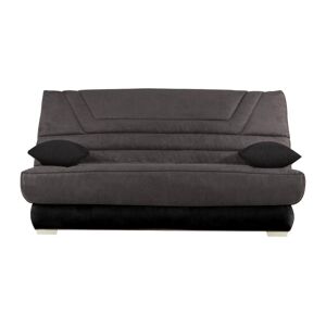 Vente-unique Canapé convertible clic-clac en microfibre TULSA avec matelas BULTEX - Gris et noir