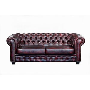 Vente uniquecom Canape chesterfield 3 places BRENTON 100 cuir de buffle Bordeaux