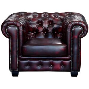 Vente-unique.com Fauteuil chesterfield BRENTON 100% cuir de buffle - Bordeaux