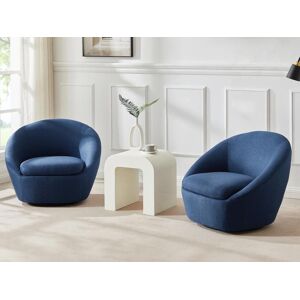 Vente unique Fauteuil pivotant arrondi en tissu bleu LACARA II