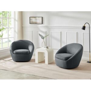 Vente-unique Fauteuil pivotant arrondi en tissu gris LACARA II