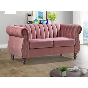 Vente-unique Canape chesterfield 2 places en velours vieux rose TRUMBO