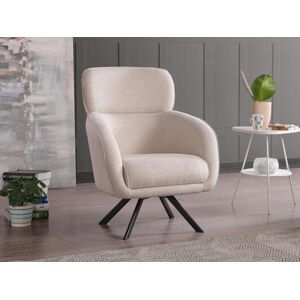 Fauteuil pivotant en tissu chine beige LACONA de Pascal Morabito