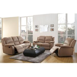 Vente unique Canapes 3 places 2 places et un fauteuil relax en microfibre HERNANI Taupe