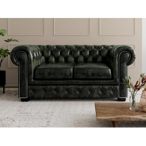 Vente uniquecom Canape chesterfield 2 places BRENTON 100 cuir de buffle Vert empire