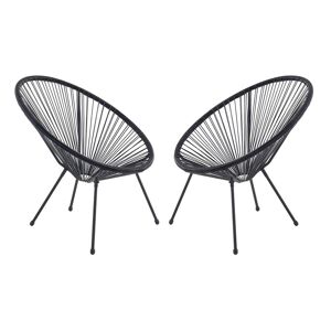 Vente-unique.com Lot de 2 fauteuils de jardin en fils de resine tresses Noir - ALIOS III de MYLIA