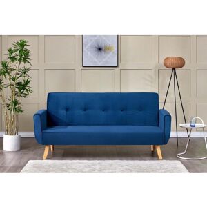 Concept-Usine Canape scandinave convertible 3 places velours bleu nuit BERLIN