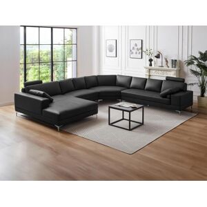 Vente uniquecom Grand canape dangle gauche panoramique en cuir superieur noir DONATELLO II