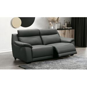 Venesetti Canape 3 places avec 2 relax en 100% tout cuir epais luxe italien  - 2 relax electriques, anthracite. BERN