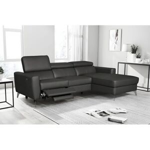 Venesetti Canape d'angle en cuir italien de luxe 5 places BOTERO, avec relax electrique, noir, angle droit