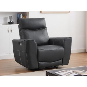 Vente unique Fauteuil relax electrique en cuir de vachette anthracite DAMON