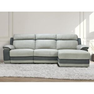 Vente unique Canape dangle droit relax en microfibre gris clair et bandes anthracites TALCA