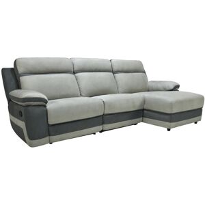 Vente-unique Canapé d'angle droit relax en microfibre gris clair et bandes anthracites TALCA