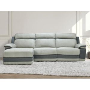 Vente unique Canape dangle gauche relax en microfibre gris clair et bandes anthracites TALCA