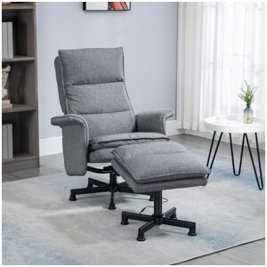 Homcom Fauteuil de massage avec repose-pied - style neo-retro - chassis acier noir aspect lin gris